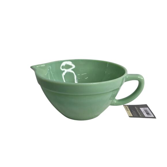 Jadeite Glass Collection Green Glass Mixing Bowl With Handle  1.25 QT - Chipped - Picture 1 of 12